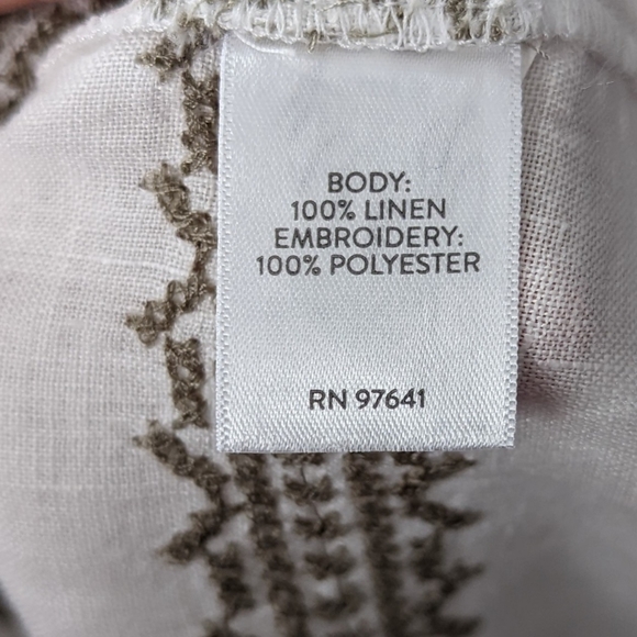 J Jill Love Linen Cross Stitch Casual Top White Sage Brush Size M - Picture 6 of 10